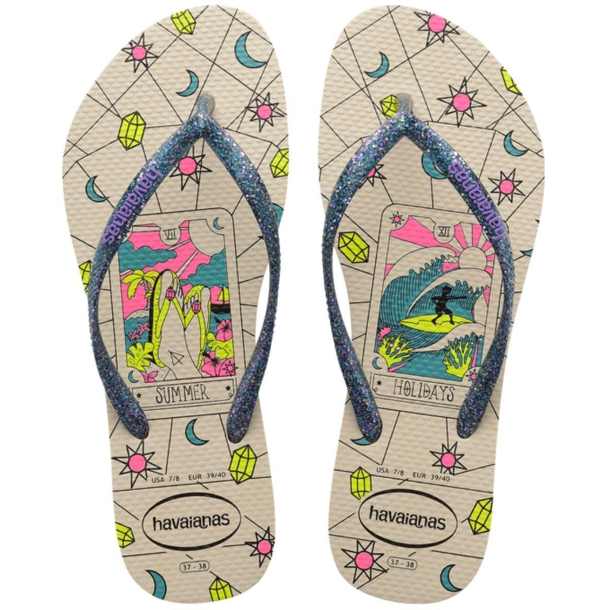 havaianas com glitter colorido