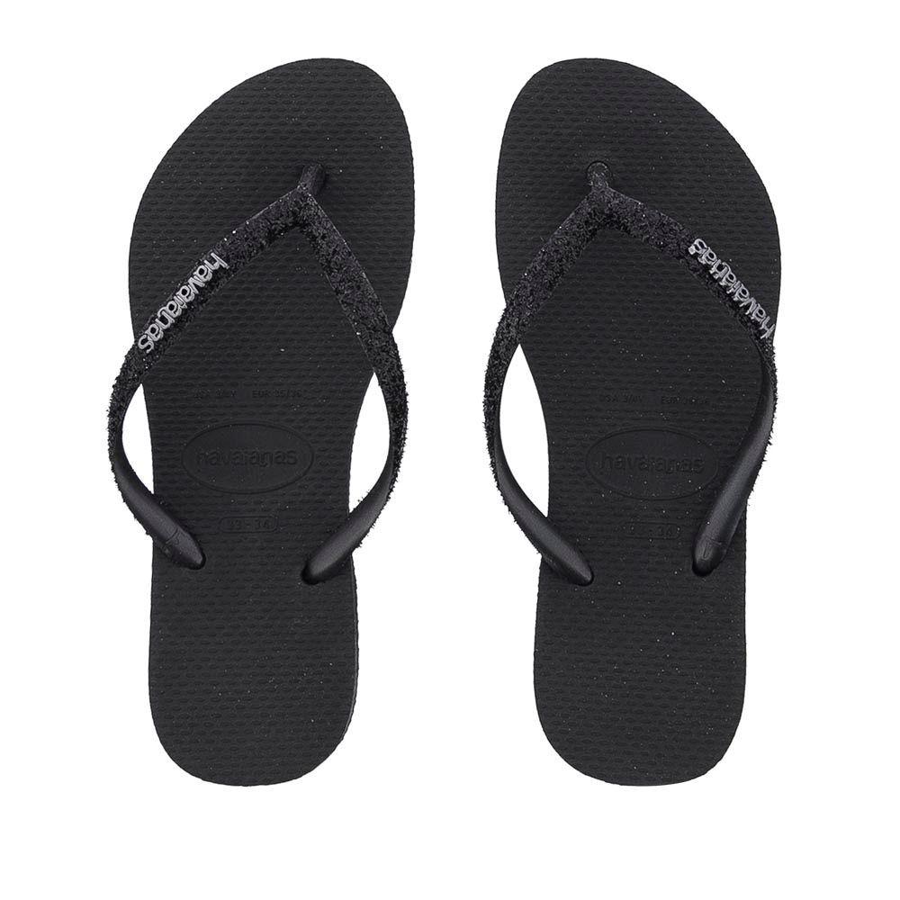 havaiana preta com glitter