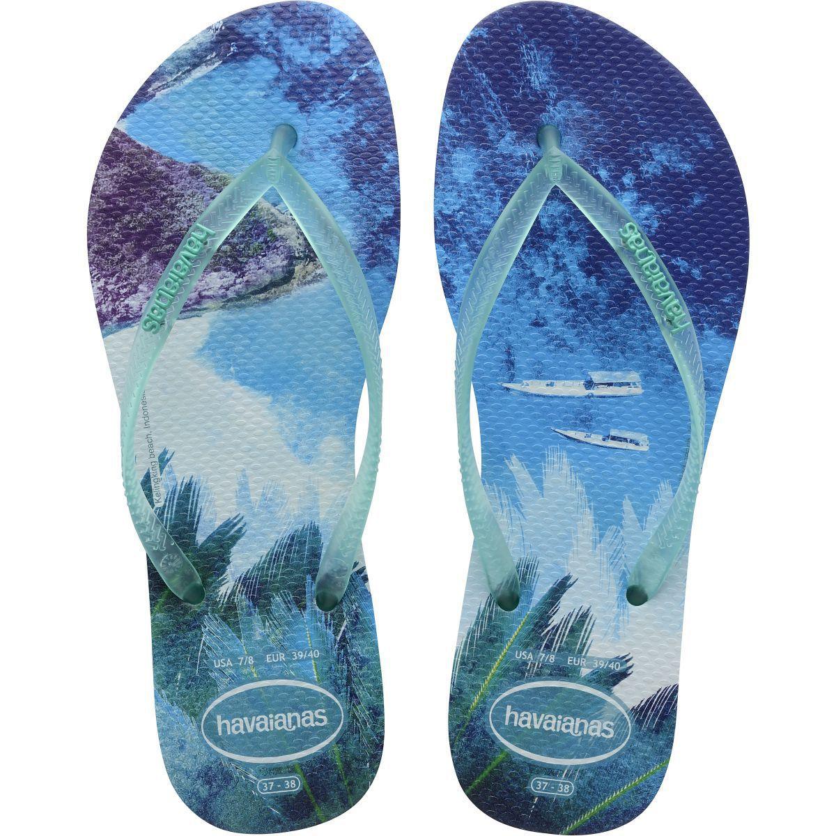 Chinelo feminino azul Clearance