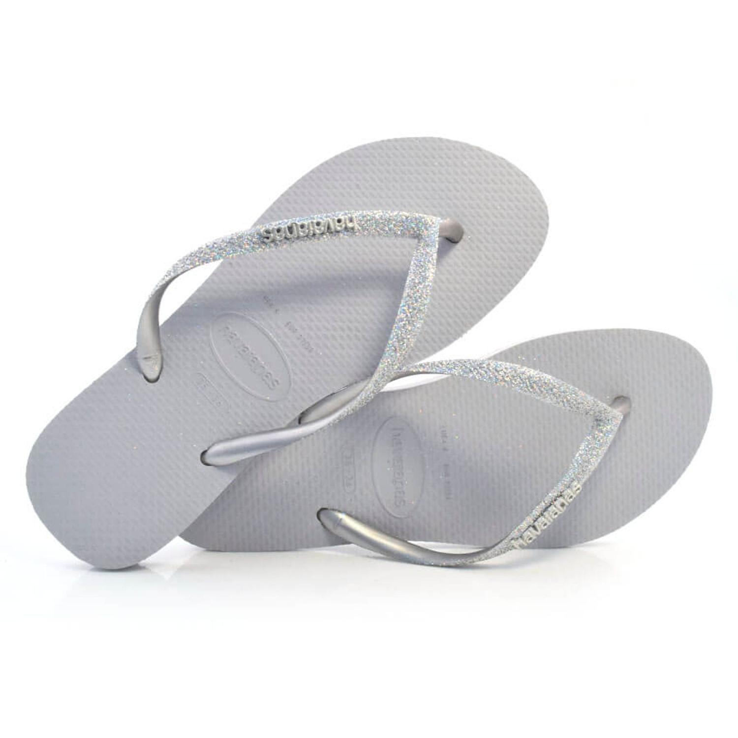 chinelo havaianas glitter cinza