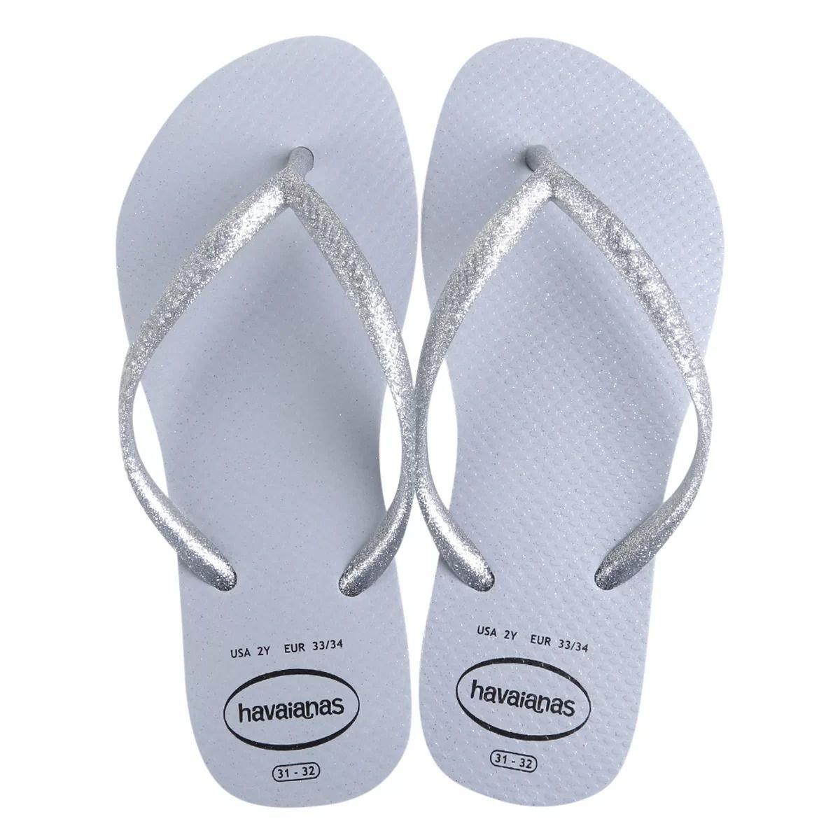 chinelo havaianas glitter cinza