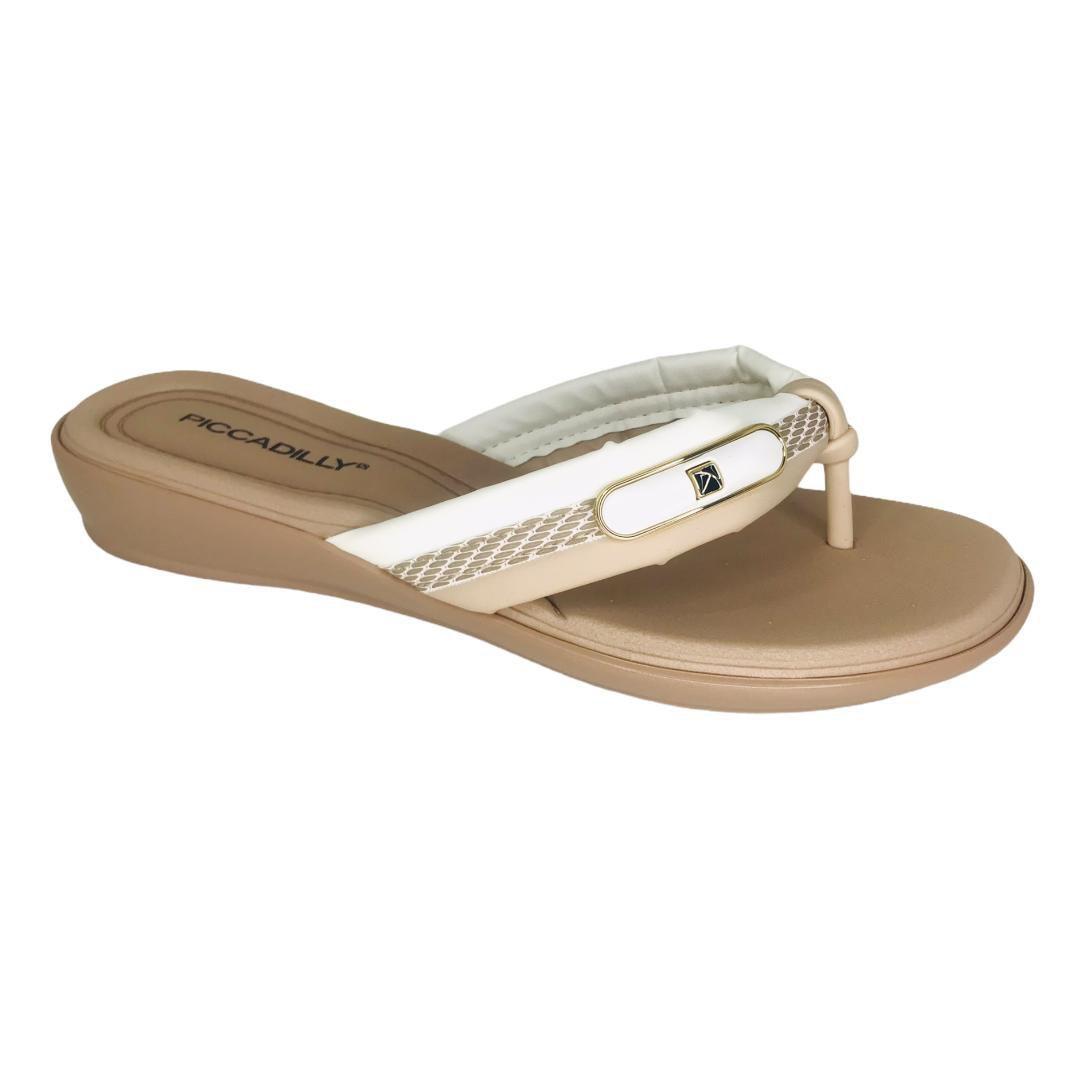 Sandália Piccadilly 418033 Rasteirinha com tiras em Croco