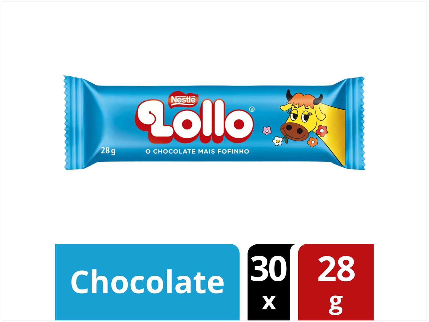 Chocolate Lollo com Recheio de Leite Maltado 28g Caixa com 30 Unidades ...