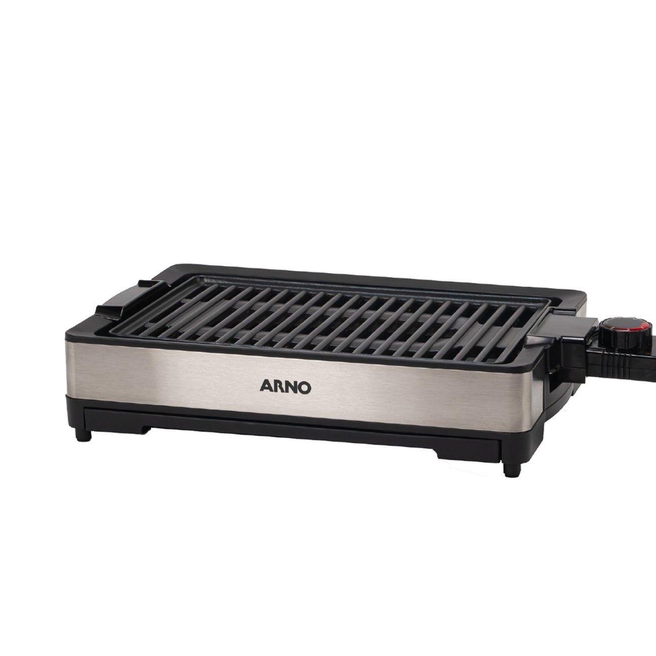 Churrasqueira Elétrica Arno Mais Sabor Pouca Fumaça Inox e Preta GPRA