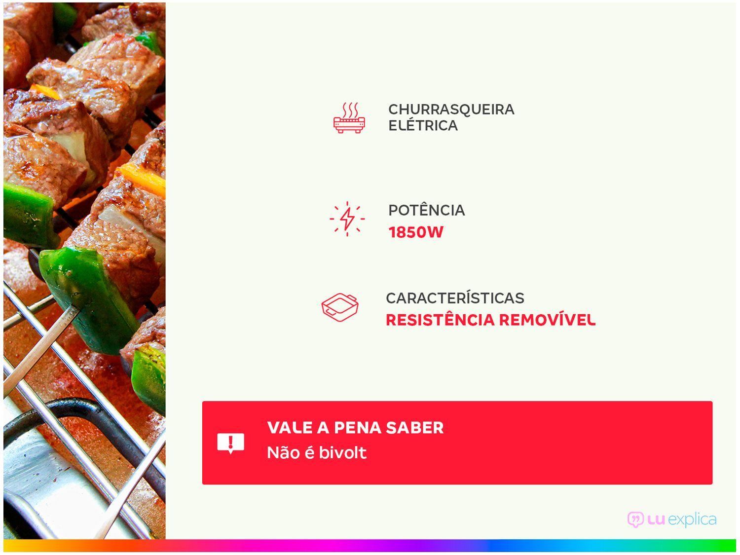 Churrasqueira Elétrica Recursos Inox 1850W Cotherm