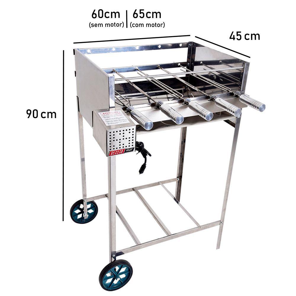 Espeto Elétrico Giratório Portátil Tridente em Inox 220v