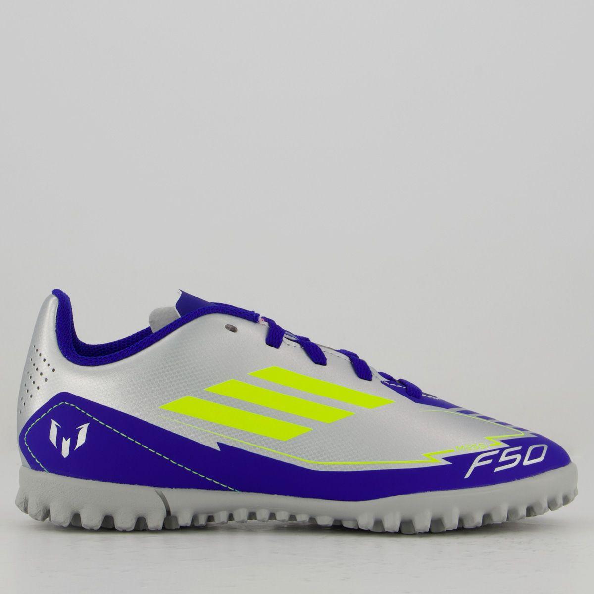 Chuteira Adidas F50 Club Messi Society Juvenil Prata Chuteira