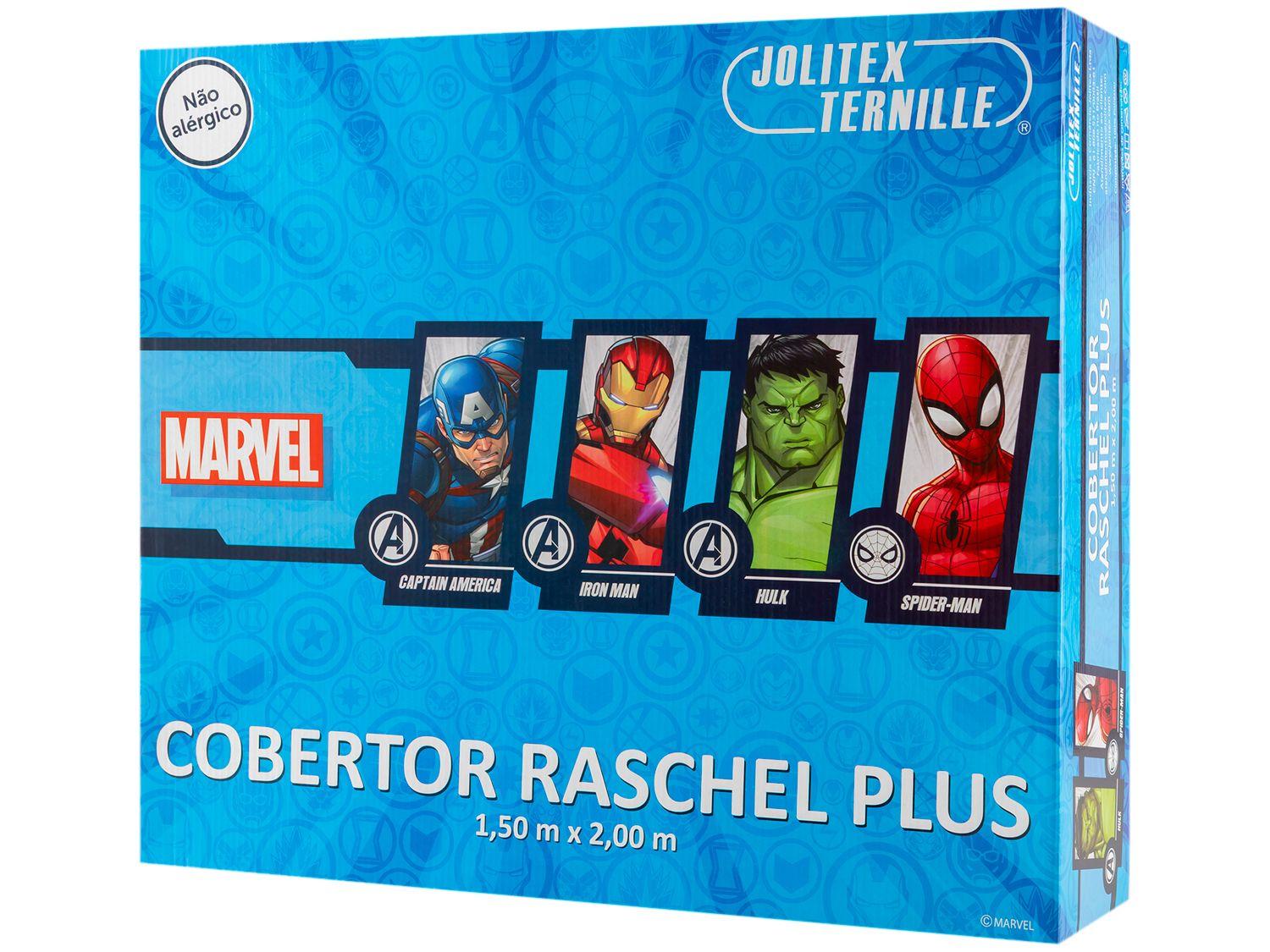 Cobertor Solteiro Jolitex de Microfibra Raschel Plus Homem Aranha Azul