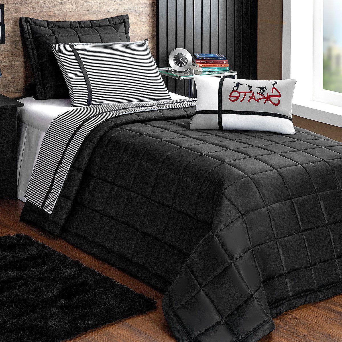 Cobre Leito Solteiro Preto Masculino Matelado 4 Pecas Casa Borda