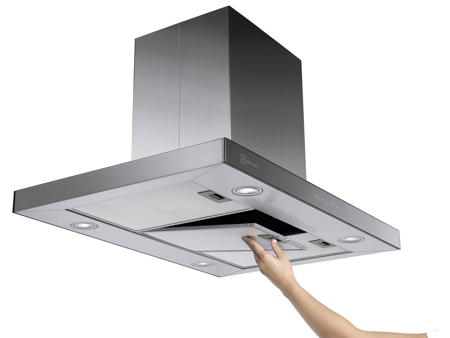 Coifa de Ilha Electrolux 90cm 5 Bocas Inox 3 Velocidades Blue Touch