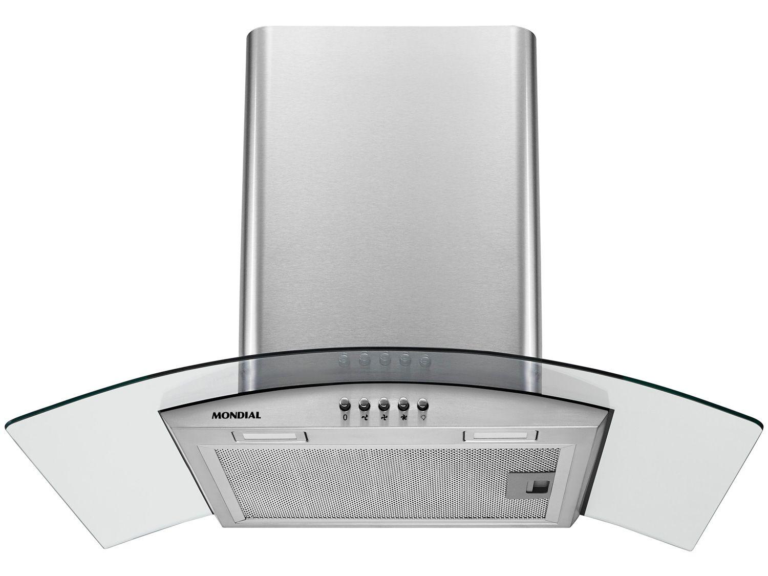 Coifa de Parede Mondial 60cm Inox até 4 Bocas Curvo CF60-01