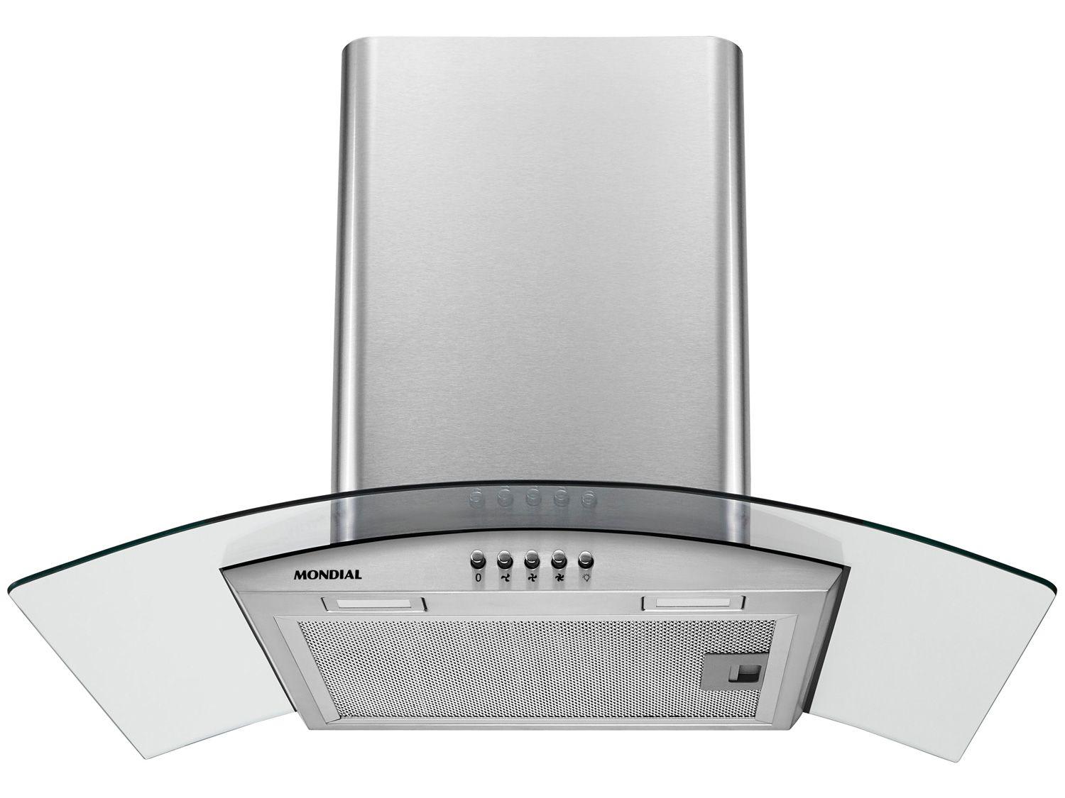 Coifa de Parede Mondial 60cm Inox até 4 Bocas Curvo CF60-01