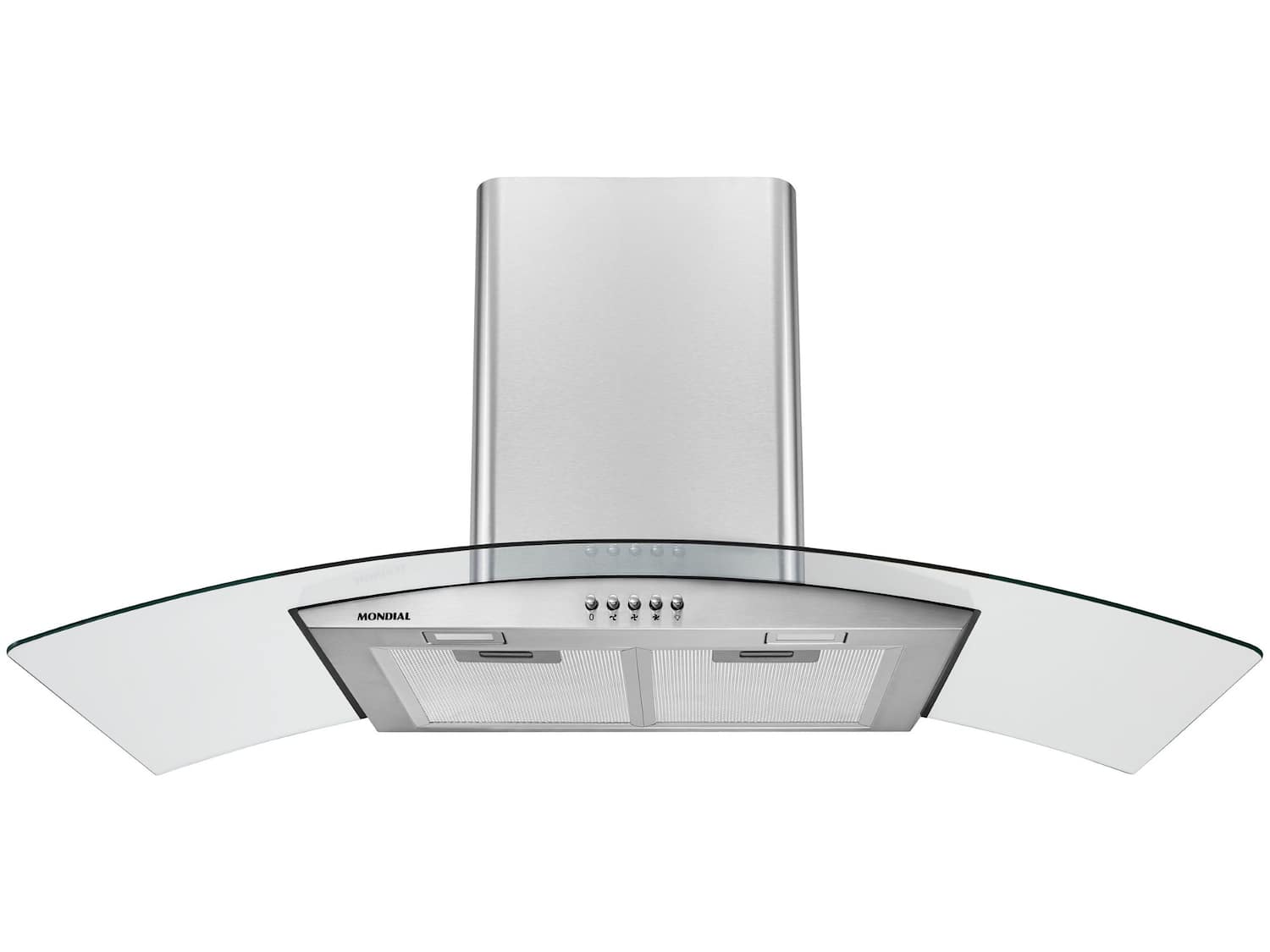 Coifa de Parede Mondial 90cm até 6 Bocas Vidro Curvo CF90-01| Inox - 220V