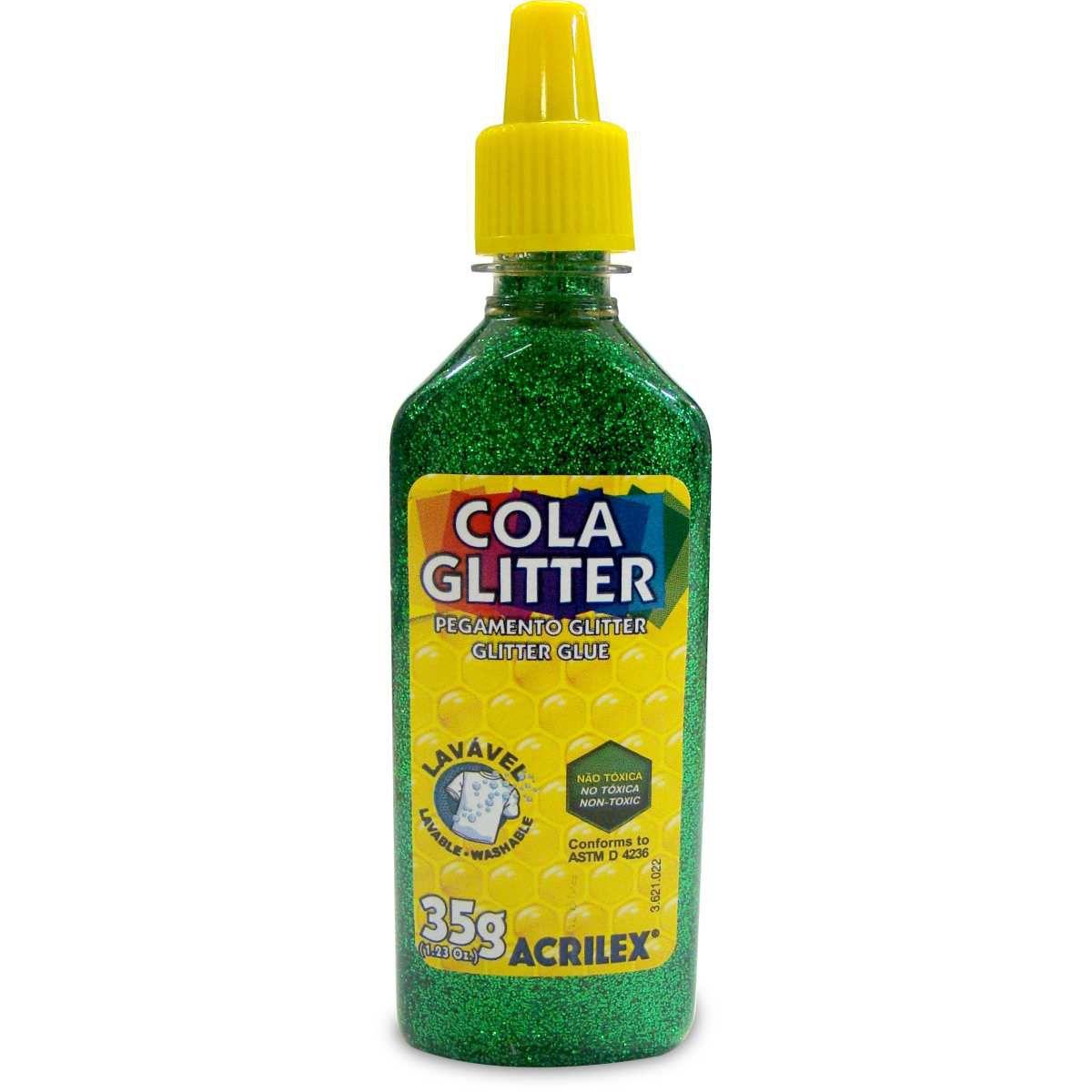 Cola com Glitter Tubo 35G. Verde - Acrilex - Cola Glitter ...