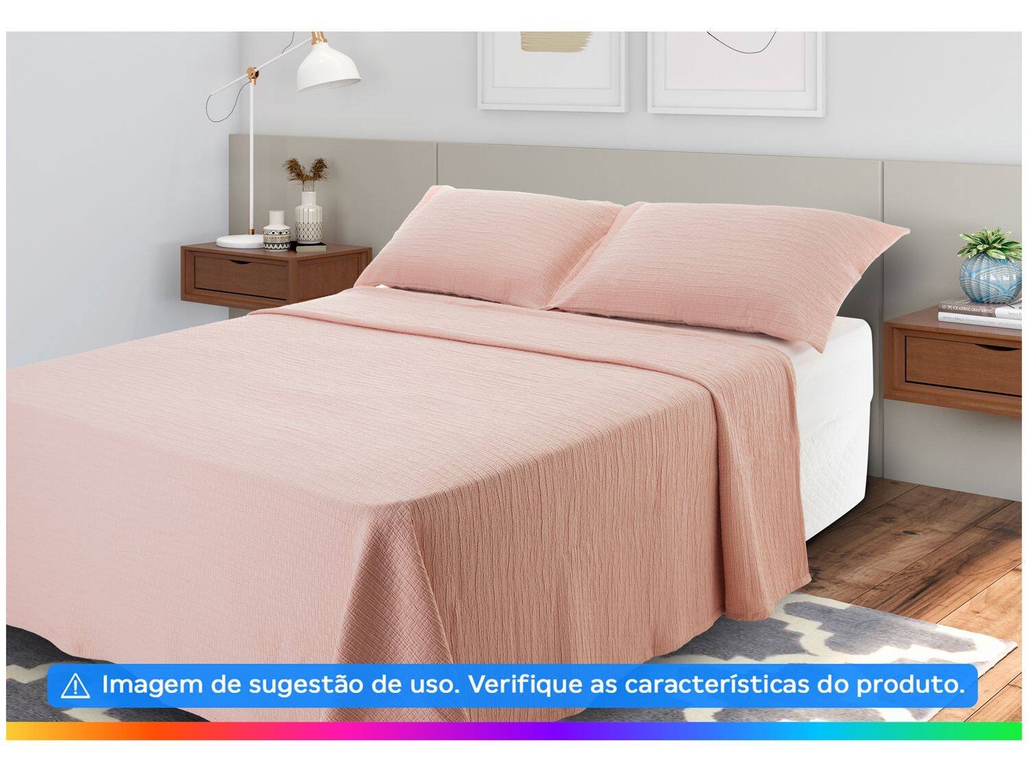 Colcha Rosa Colcha Casal Dohler de Poliéster Londres Rosa 3 Peças