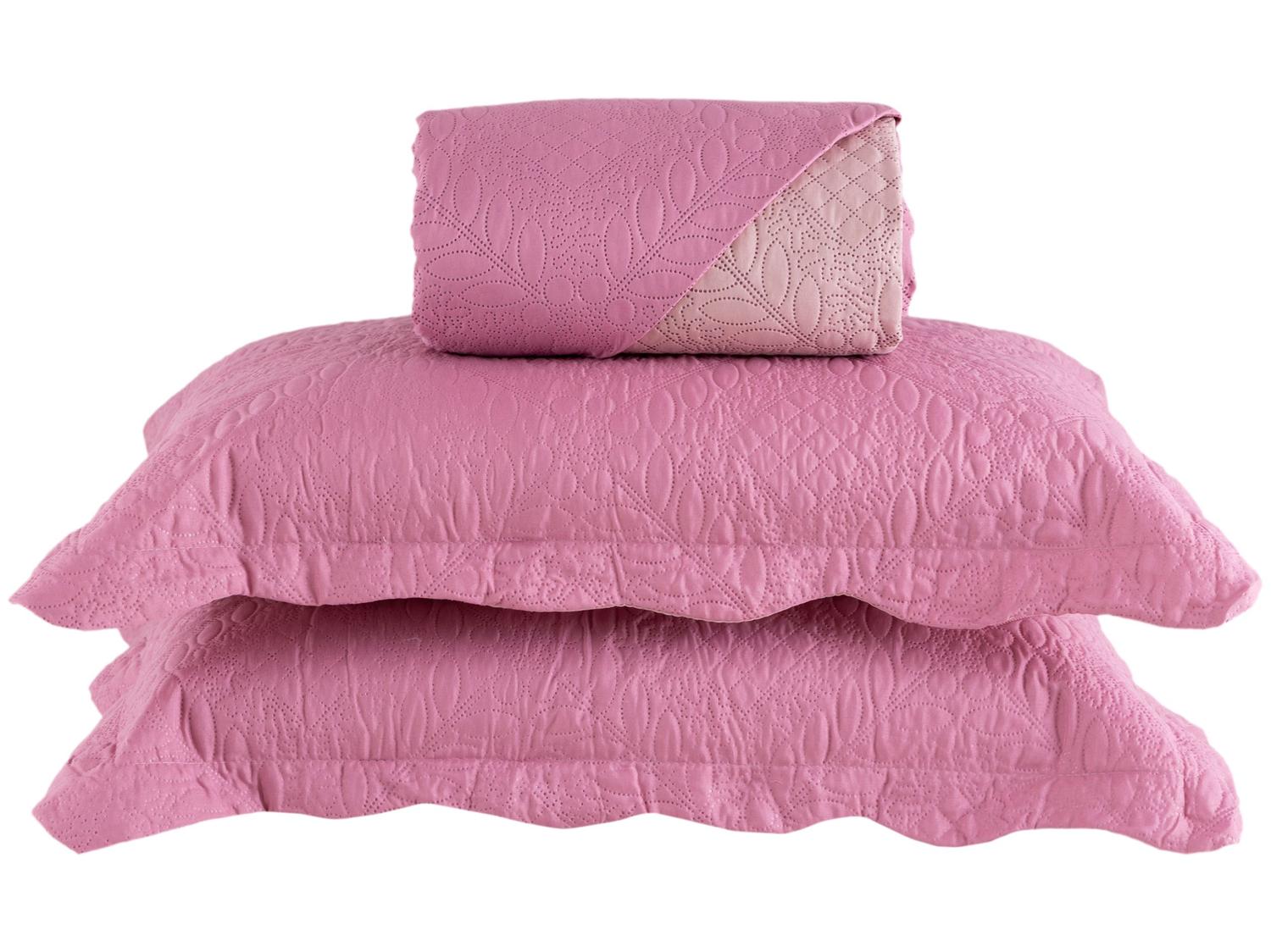Colcha Casal Jolitex Ultrasonic Dyuri Rosa Chá 3 Peças