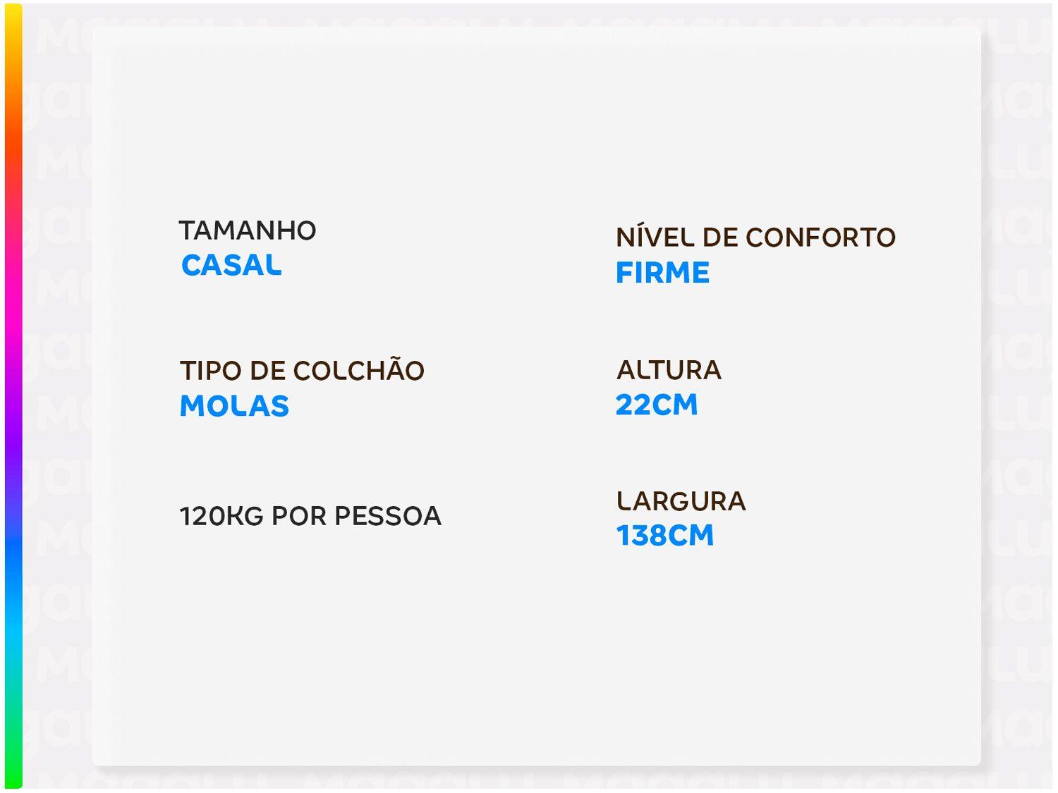 Colchão Casal Plumatex Colchões de Molas Ensacadas 22x138x188cm Alfa Maxx