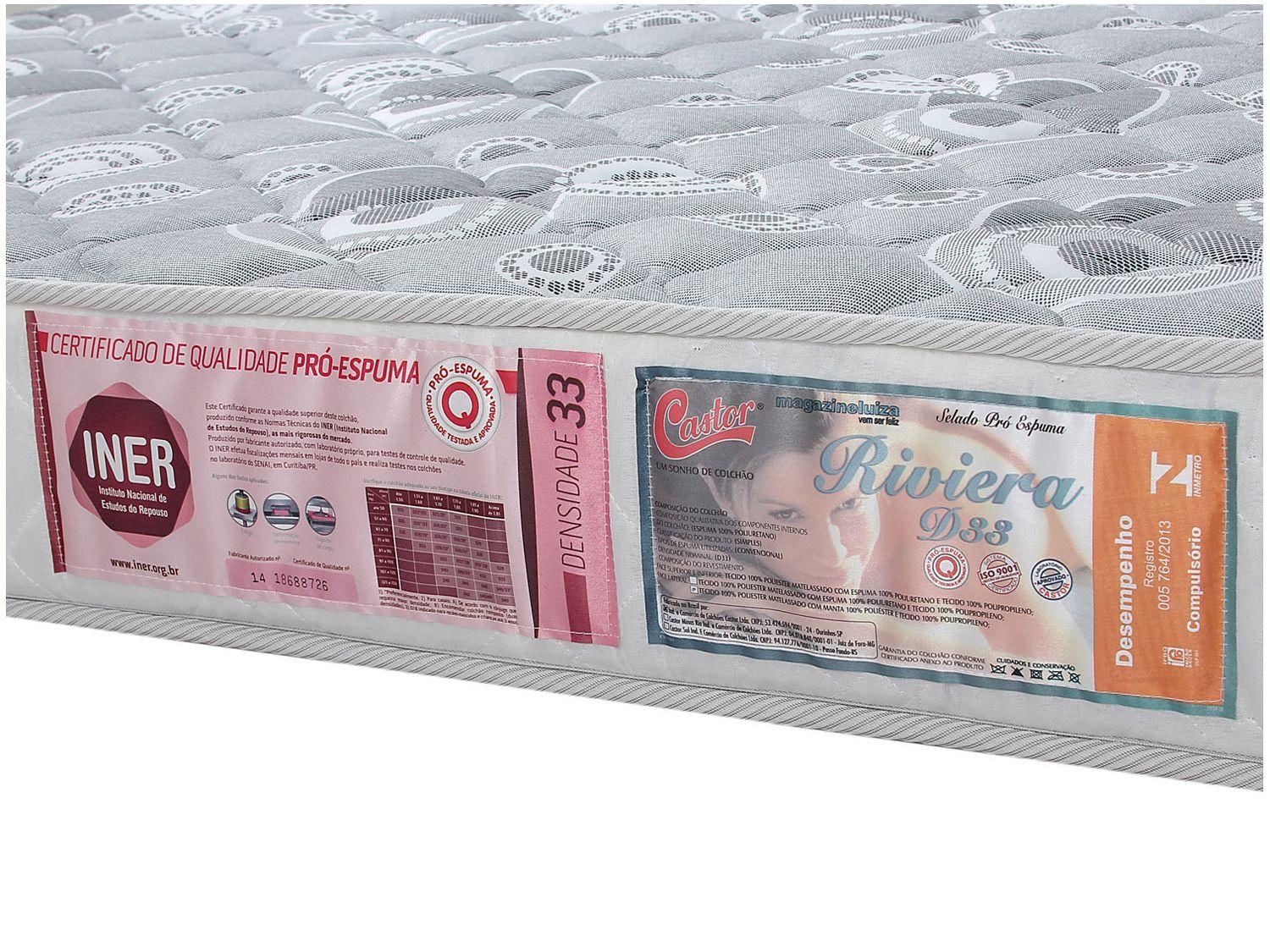 Colchão Solteiro Castor Espuma D-33 88x188cm - Riviera - Colchão ...