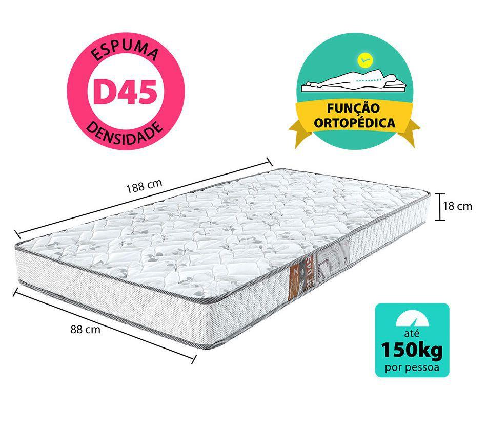Colchão Solteiro D45 Espuma Ortopédico Firme Certificada Bf Colchões ...