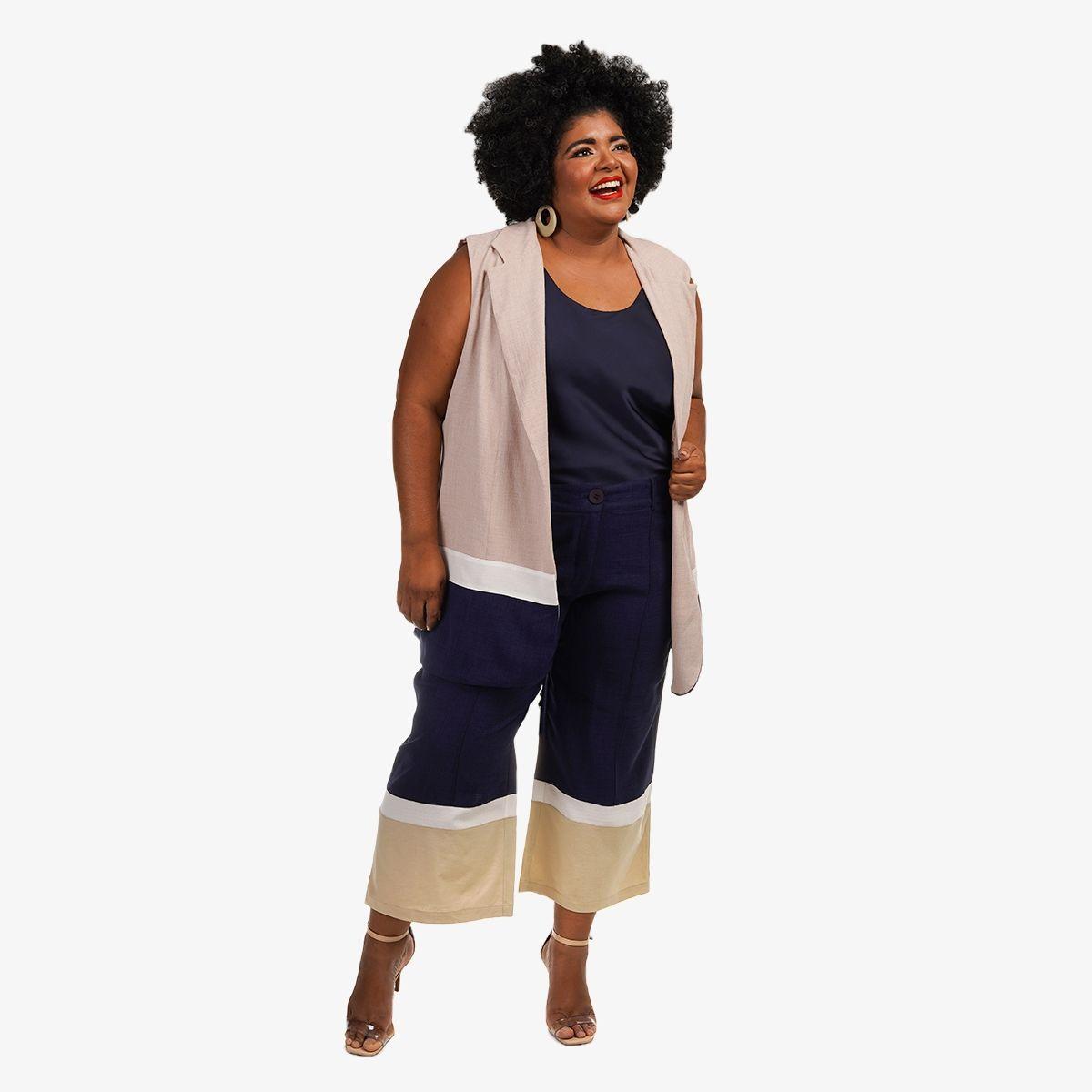 maxi colete alfaiataria plus size