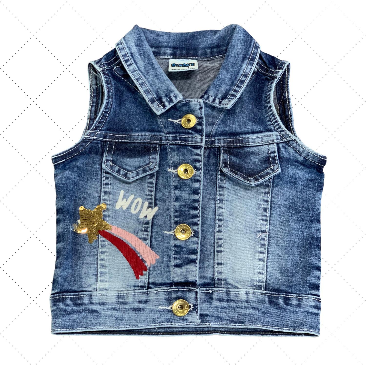 colete jeans bordado