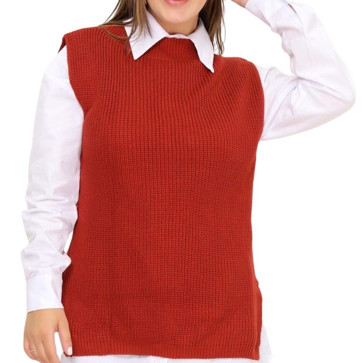 Tricô Look Com Colete E Bota Colete Tricot Feminino Alongado Moda