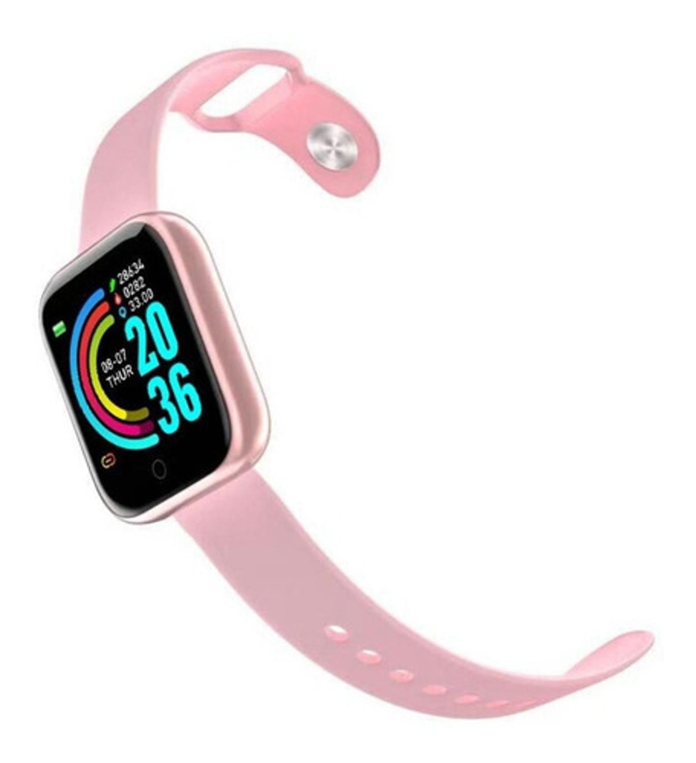 relogio inteligente smartwatch y68 bluetooth rosa