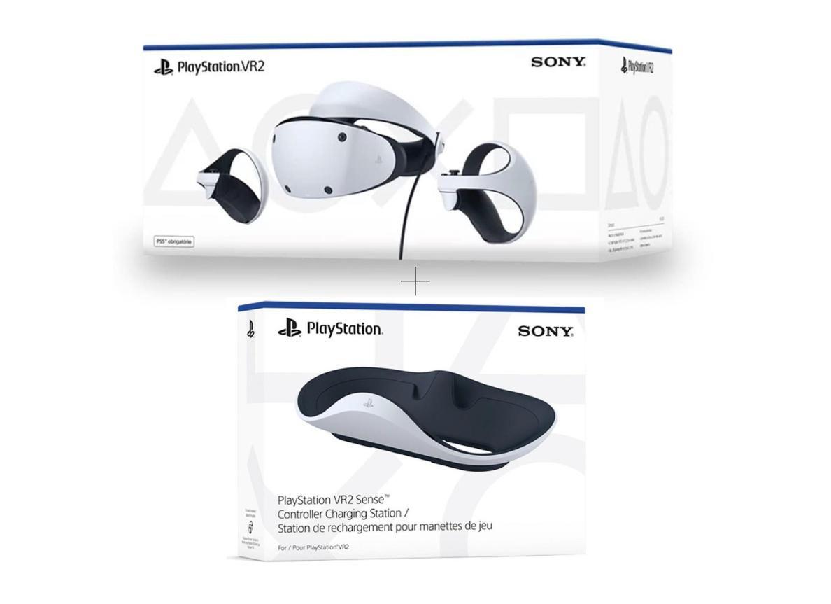 Combo PlayStation VR2 Sony PSVR 2 PS5 + Base de Carregamento Combo PlayStation VR2 Sony PSVR 2 PS5 + Base de Carregamento