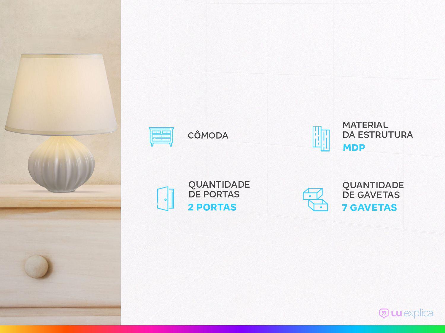 Cômoda 2 Portas 7 Gavetas Demóbile