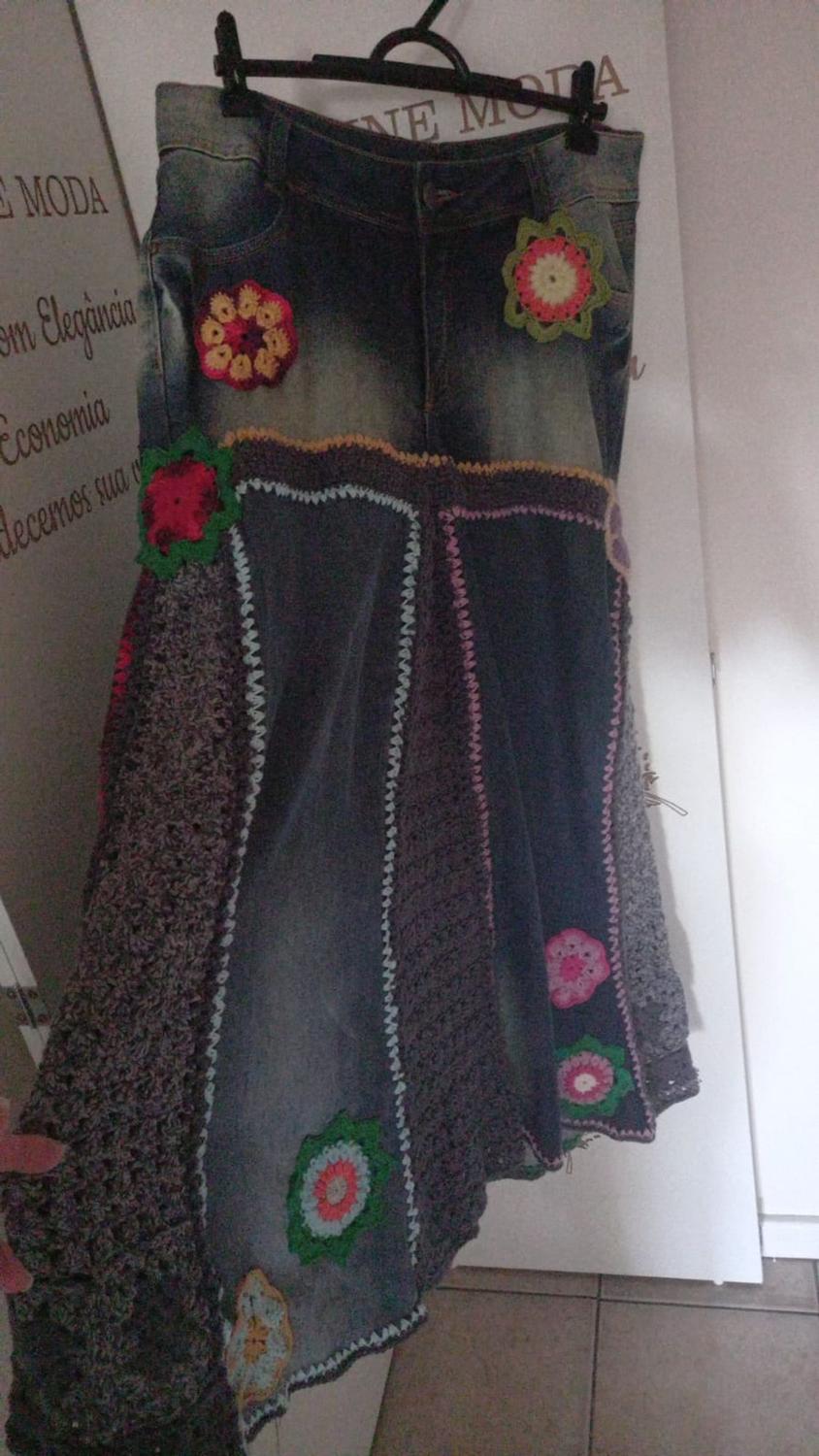 Top saia jeans customizada festa junina Free Shipping