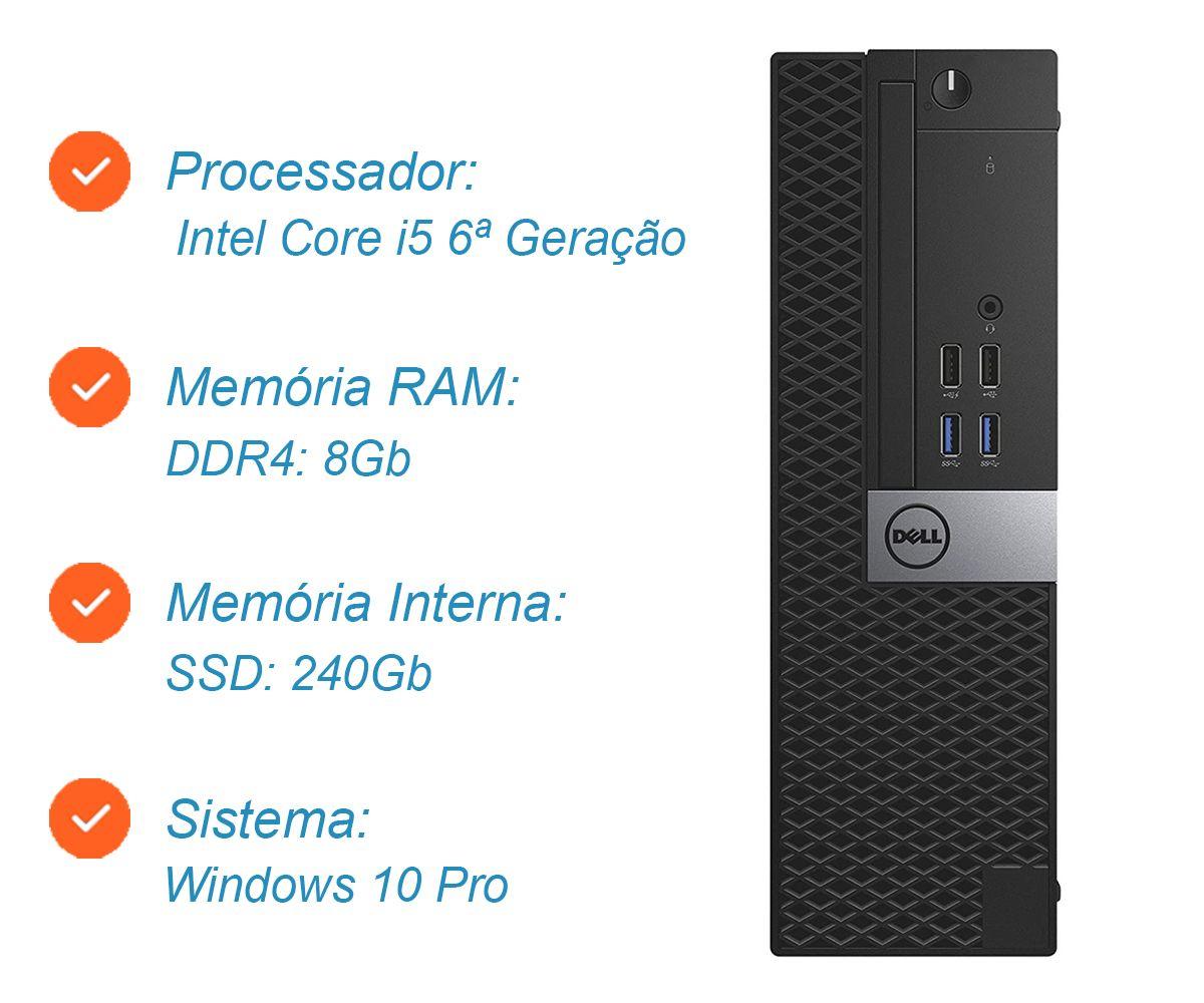 Computador Dell Core i5 6 Geração 8Gb DDR4 SSD 240Gb - CPU Computador Dell Core i5 6 Geração 8Gb DDR4 SSD 240Gb - CPU