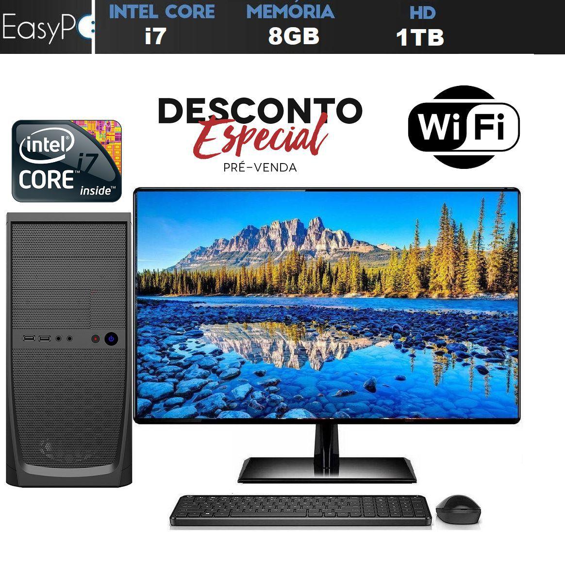 Computador Desktop Completo Monitor HDMI 19.5” Intel Core i7 8GB HD 1TB