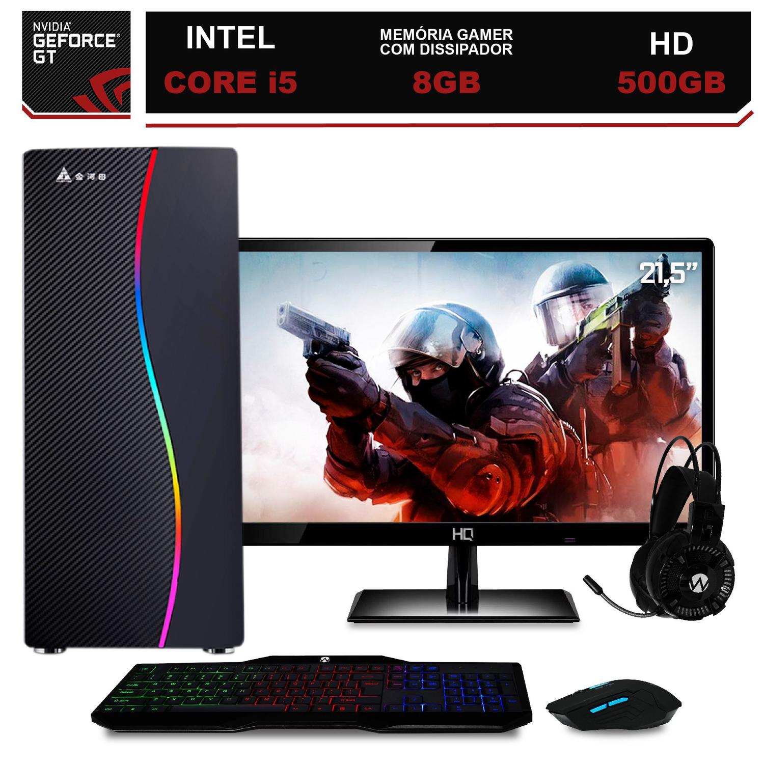 Computador Gamer Completo Com Monitor Full Hd 21 5 Intel Core I5 8gb Hd 500gb Nvidia Geforce Gt Kit Gamer Com Mousepad Easypc Light Computador Gamer Magazine Luiza