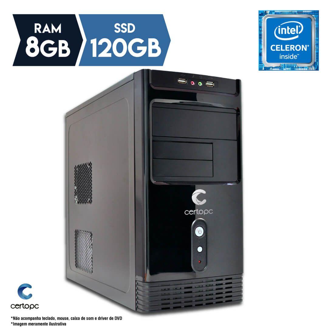 Computador Intel Dual Core J1800 2.58GHz 8GB SSD 120GB Certo PC FIT ...