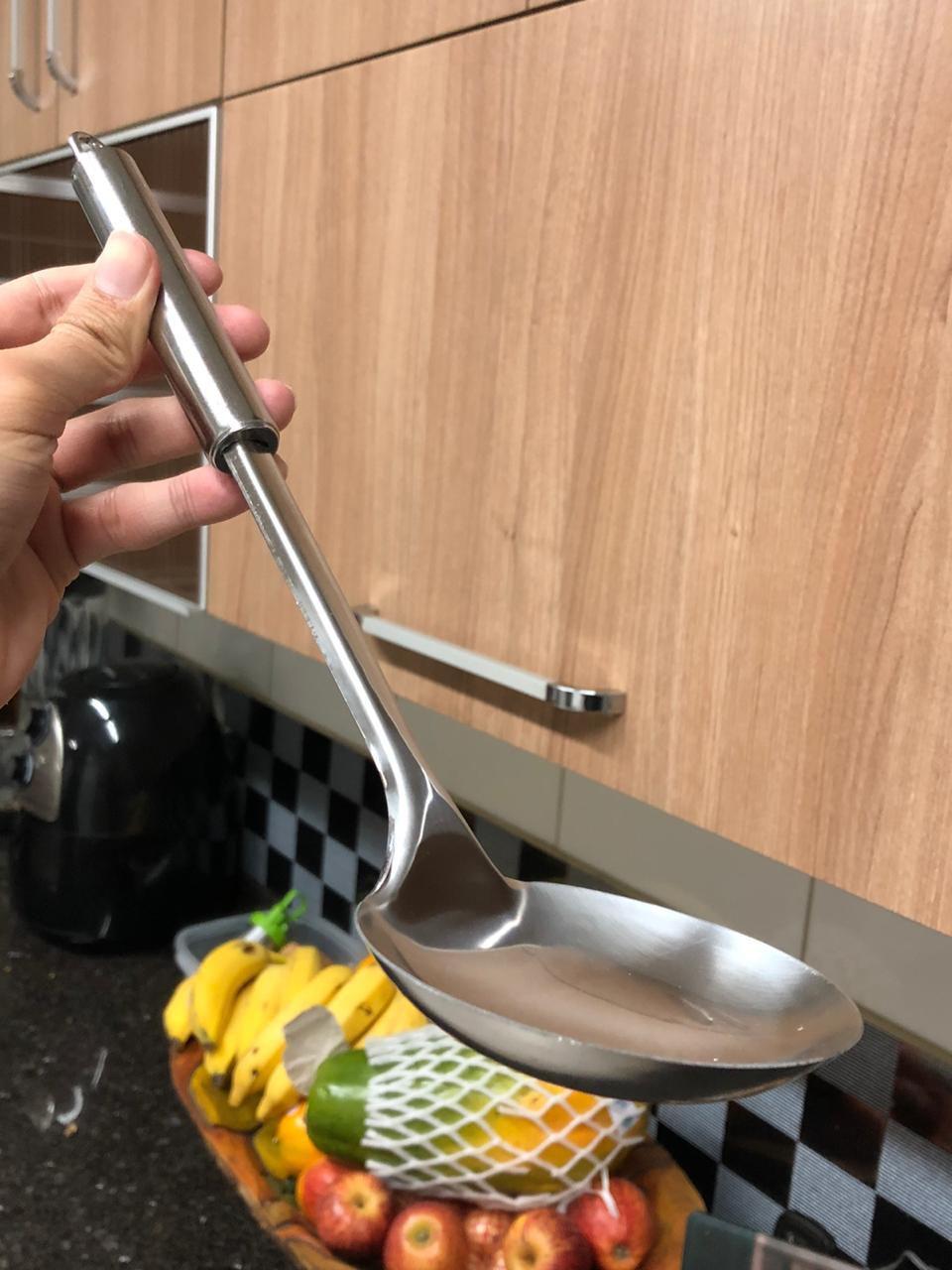 Concha de cozinha feijão utensilio em aço inox 33cm prata sopas caldos ...