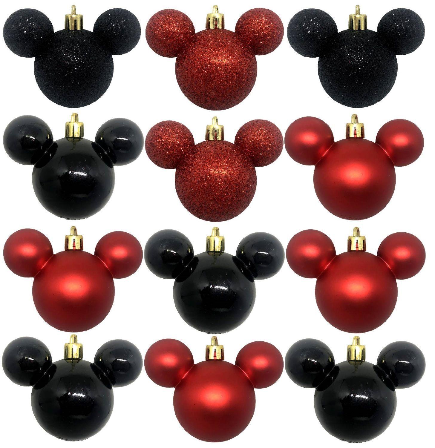 Conjunto 12 Bolas Bolinhas De Natal Enfeite De Árvore Formato Mickey Mouse  Preto E Vermelho - Disney - Bola de Natal - Magazine Luiza