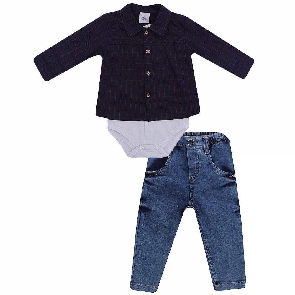 Conjunto Bebe Body Camisa E Calca Jeans Chic Anjos Baby Conjuntos De Bebes Magazine Luiza