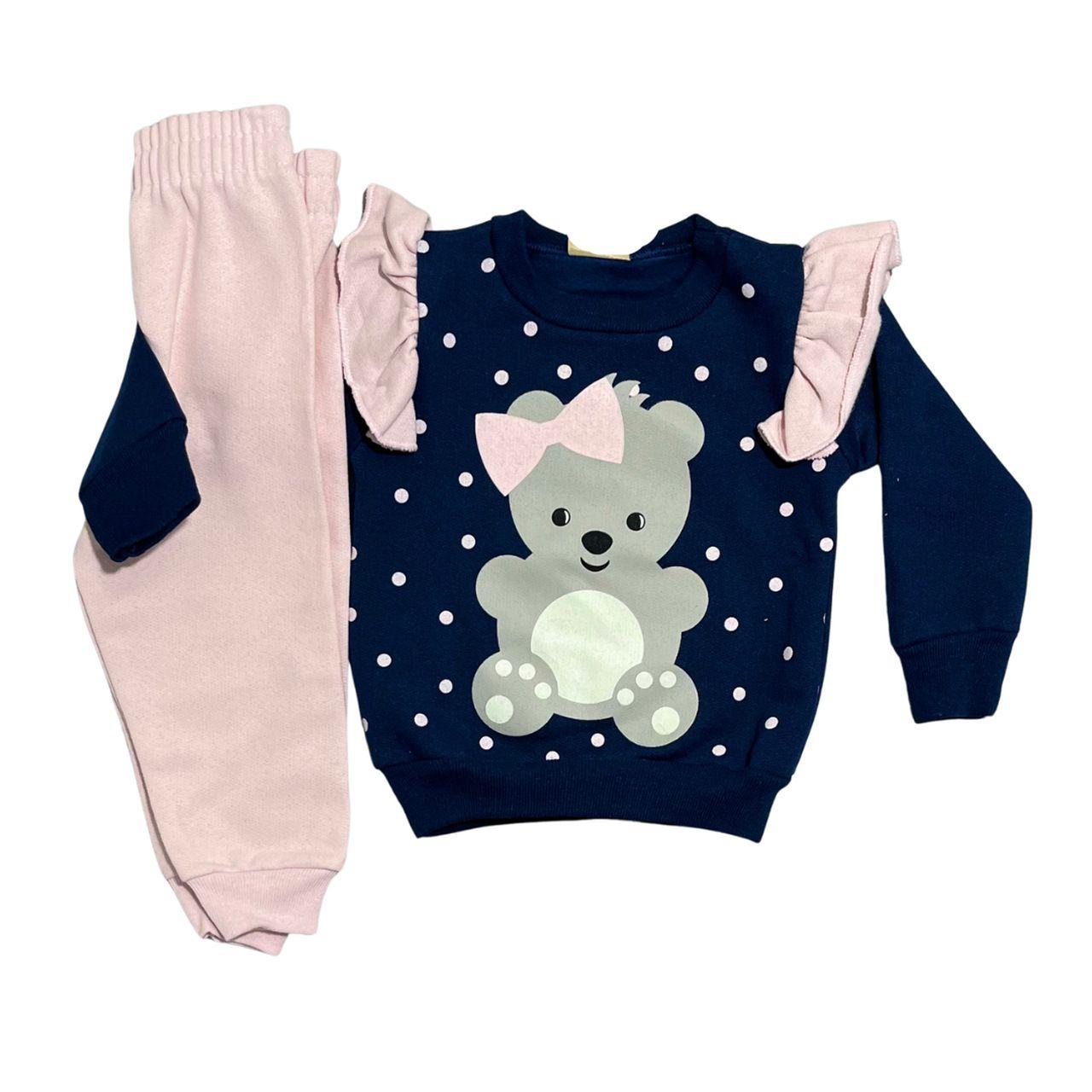 Conjunto de moletom para bebê menina com babado