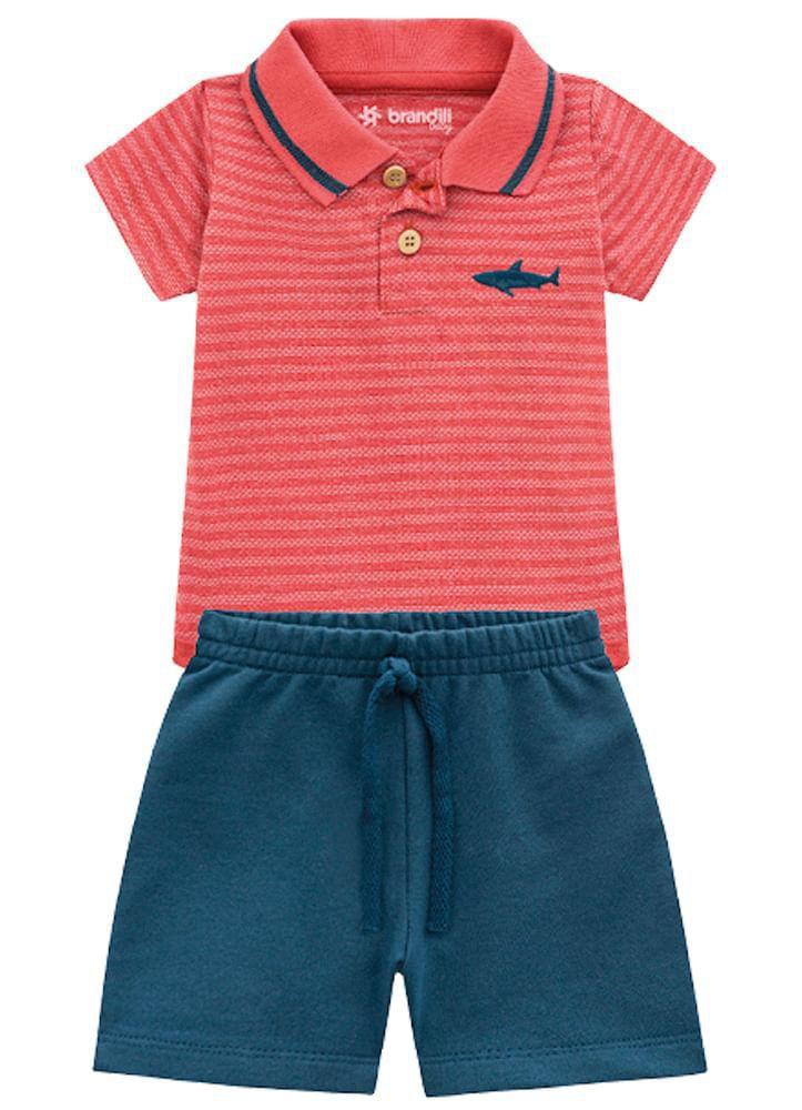 Conjunto Brandili Bebe Polo Com Bordado Em Malha Menino Conjuntos De Bebes Magazine Luiza