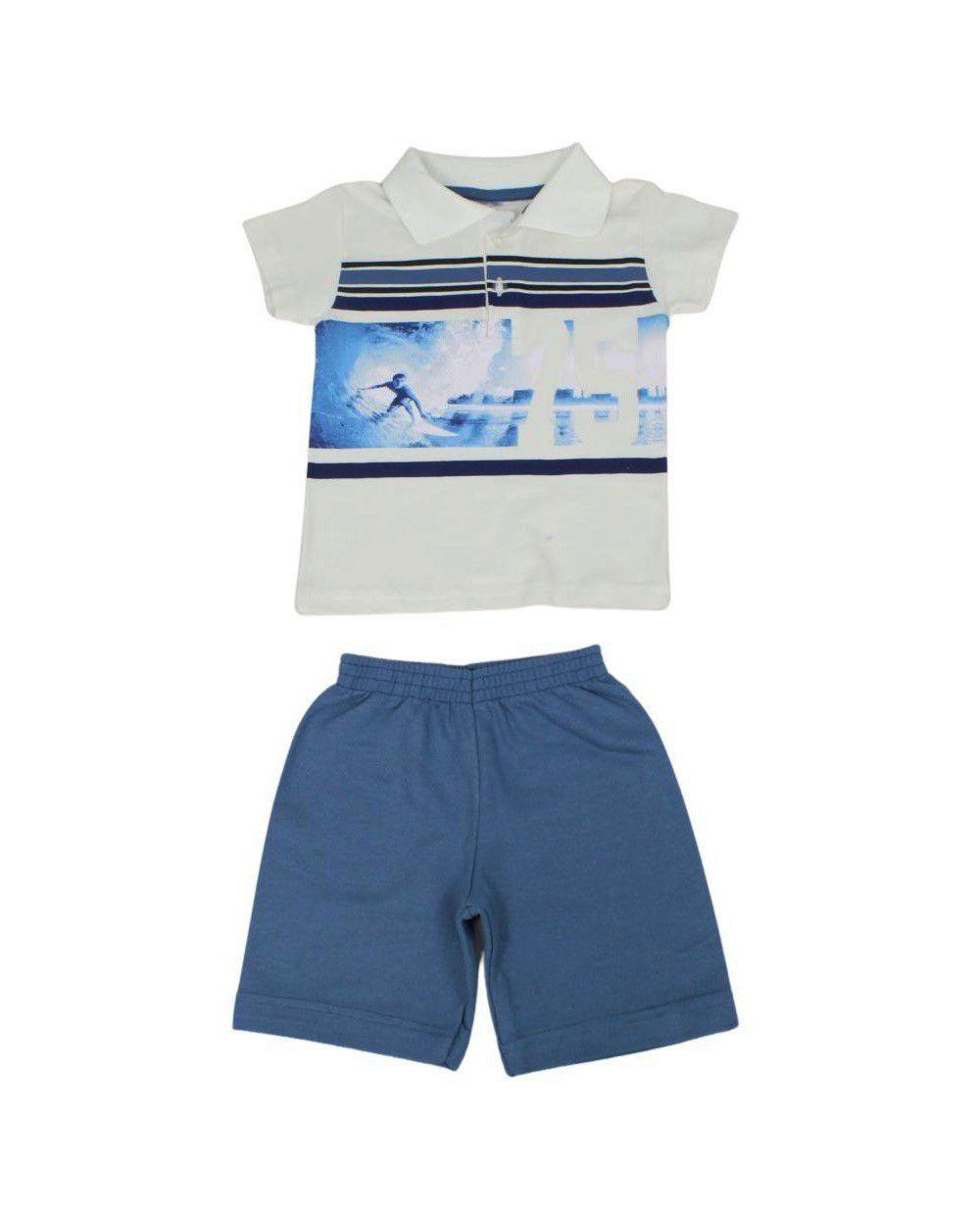 bermuda moletom com camisa polo