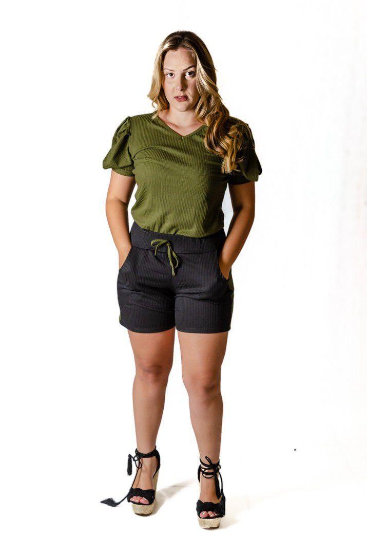 conjunto short e blusa canelado