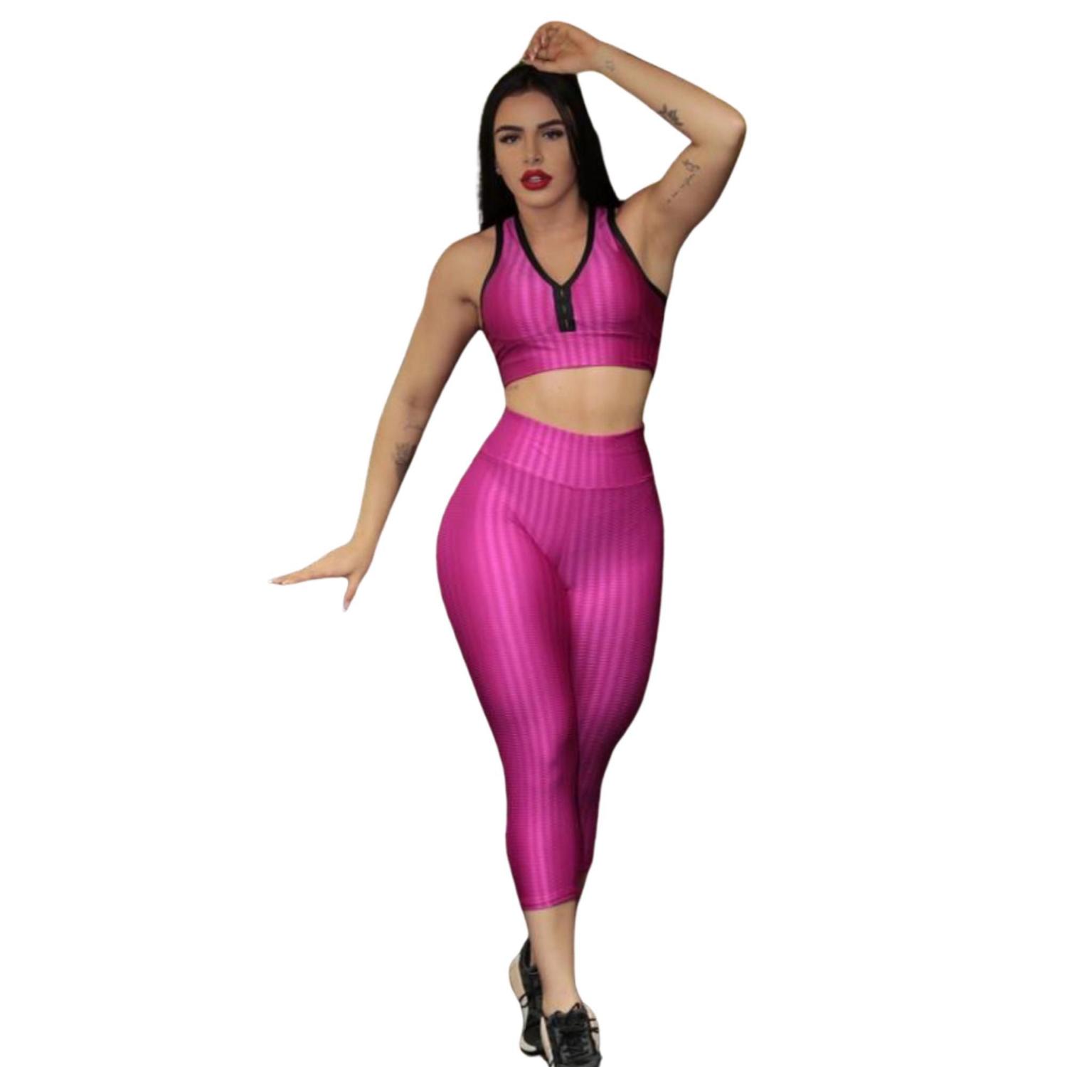 Conjunto Capri e Top Feminino Fitness 3D Poliamida Cor Pink - Machete Moda  Feminina - Conjunto de Roupa Fitness - Magazine Luiza