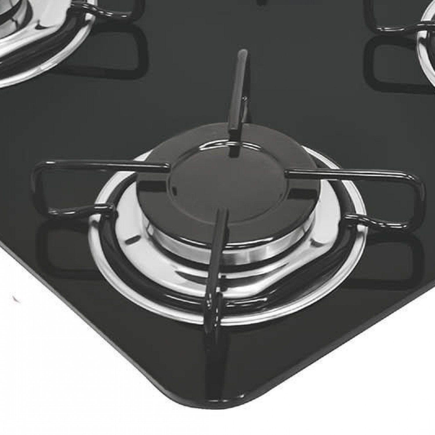 Conjunto Cooktop 4 Bocas com Coifa Tramontina Preto/Cinza Coifa de