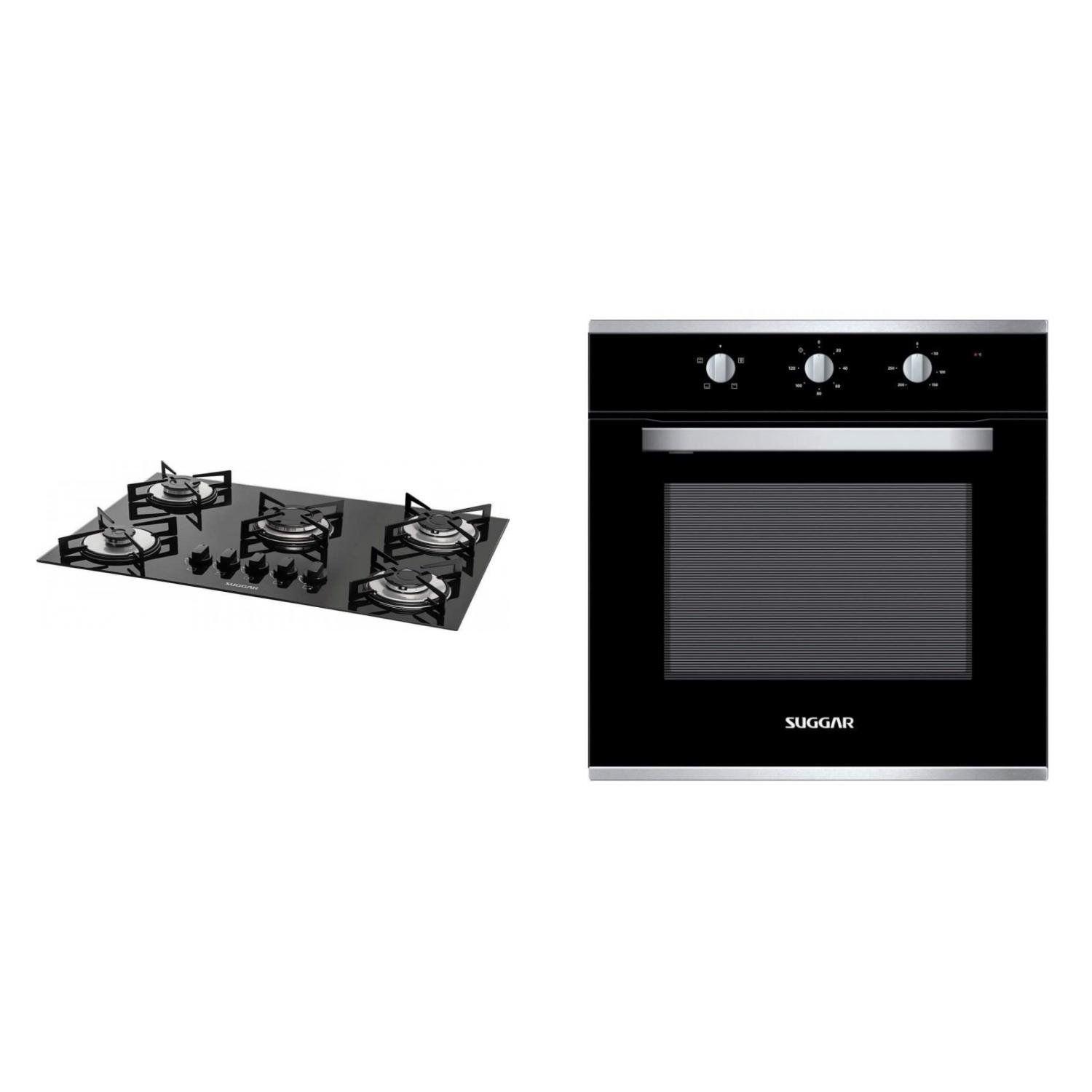 Conjunto Cooktop e Forno Elétrico 220V Suggar Preto Cooktop