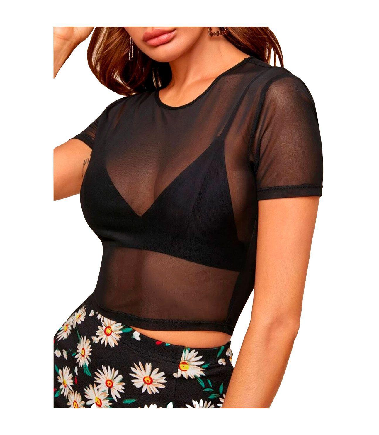 blusa tule com top