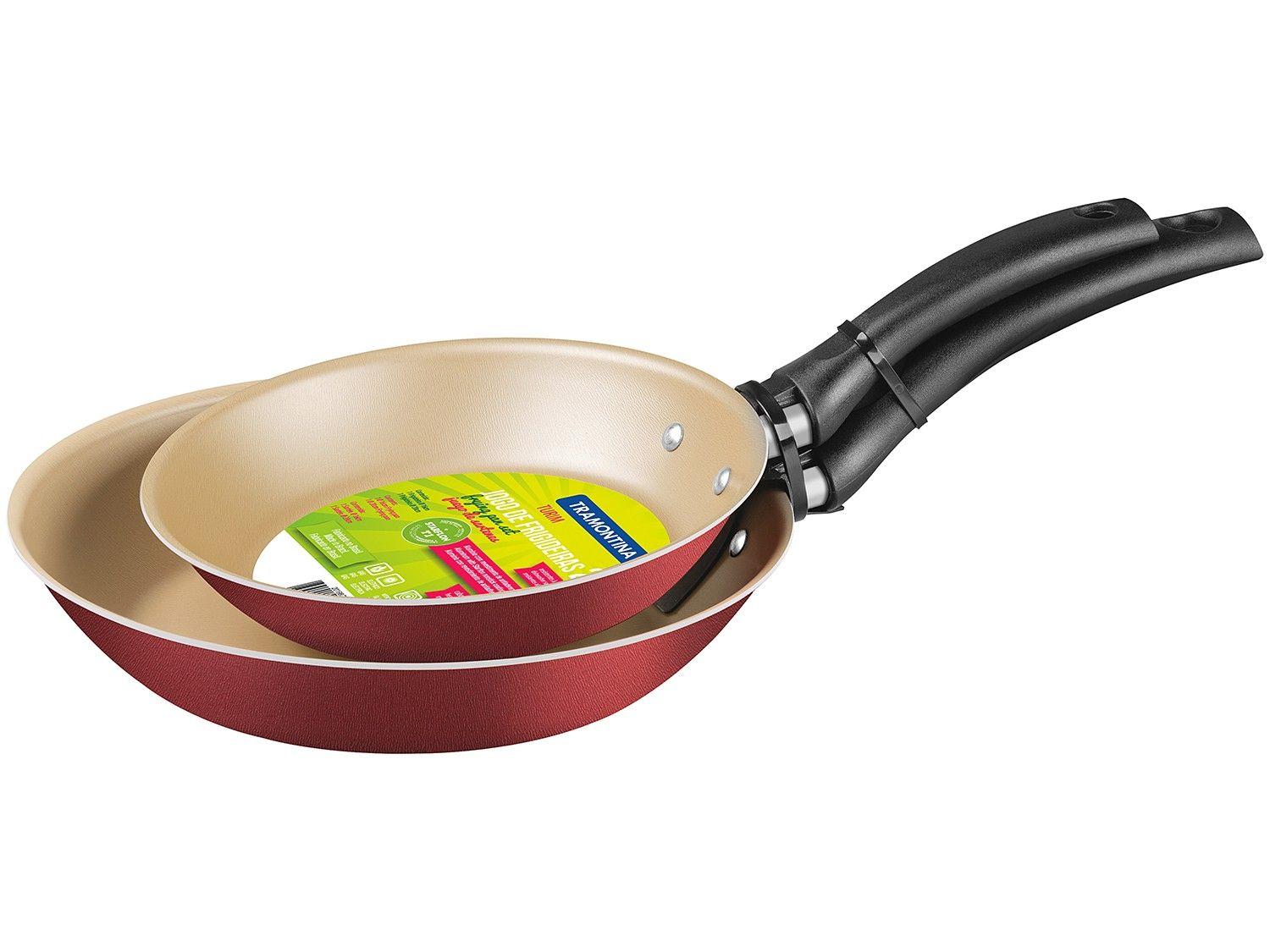 Conjunto de Frigideiras Antiaderente Tramontina de Alumínio Turim 20198760 Vermelha 2 Peças