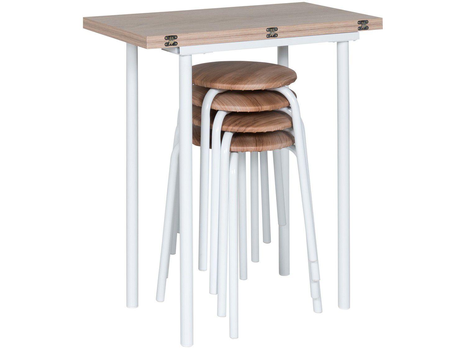 Conjunto de Mesa Dobrável com 4 Banquetas