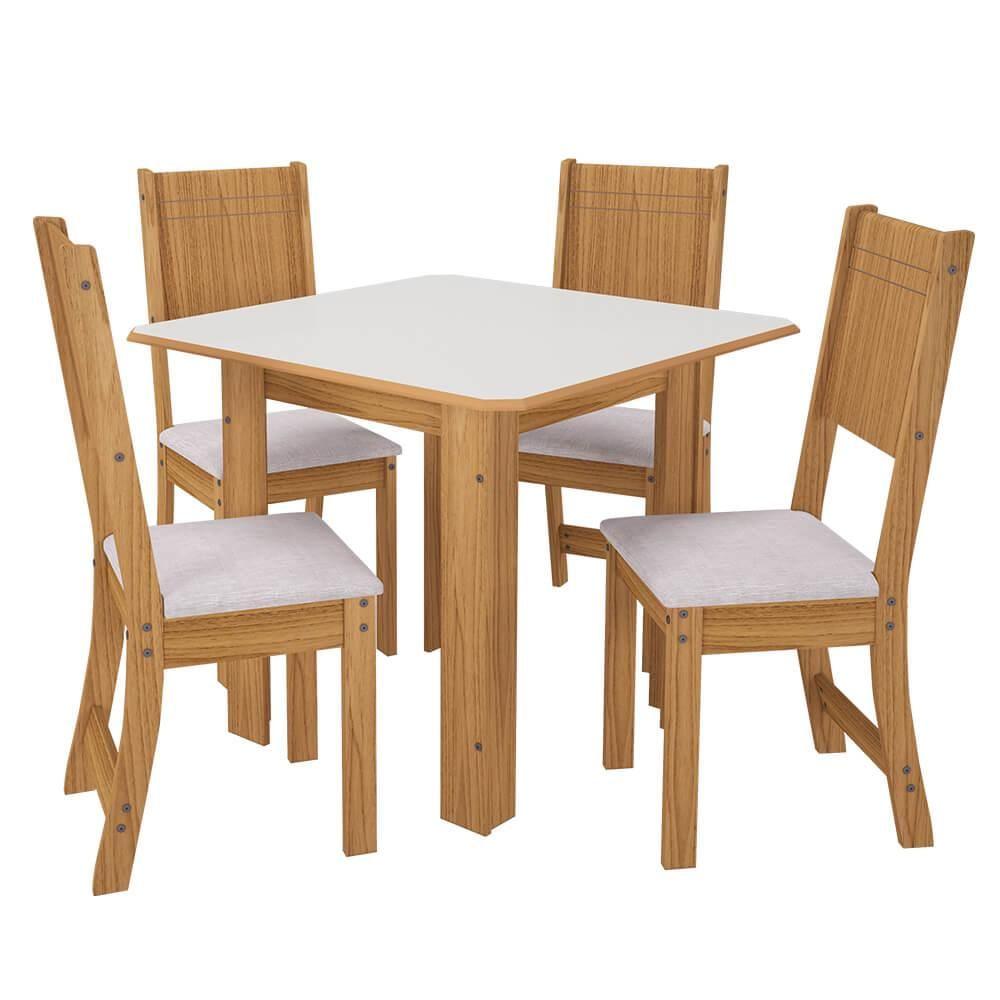 Conjunto de Mesa Indékes Lisboa 90x90cm com 4 Cadeiras