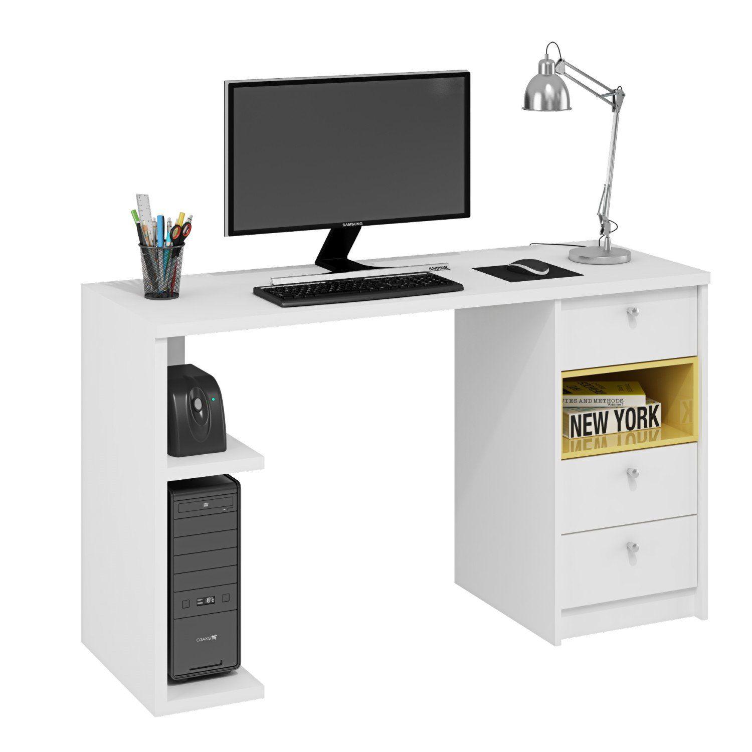 Conjunto de Mesa para Computador 3 Gavetas, Painel para TV até 42 ...