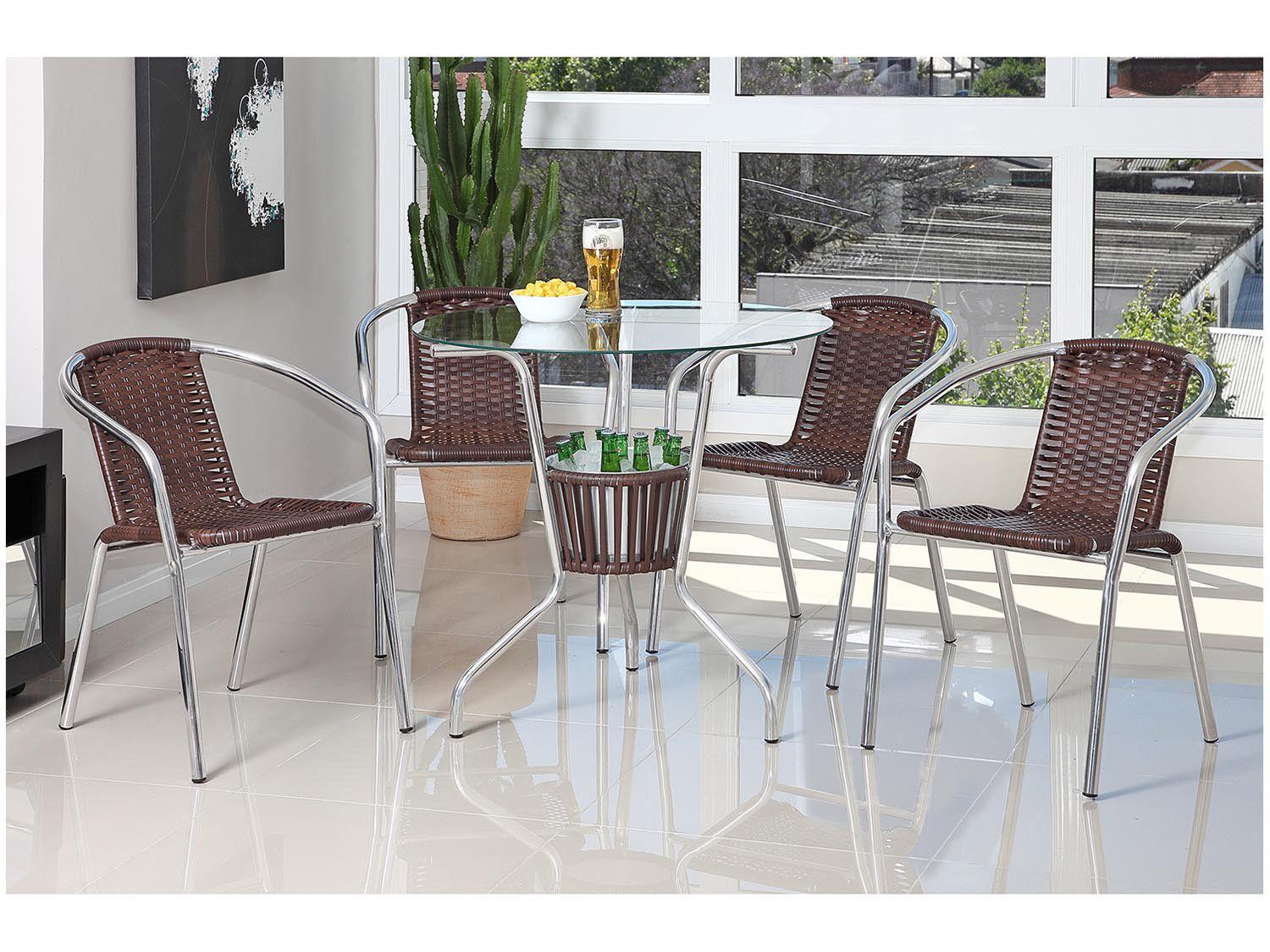 Conjunto de Mesa para Jardim/Área Externa com 4 Cadeiras Alegro